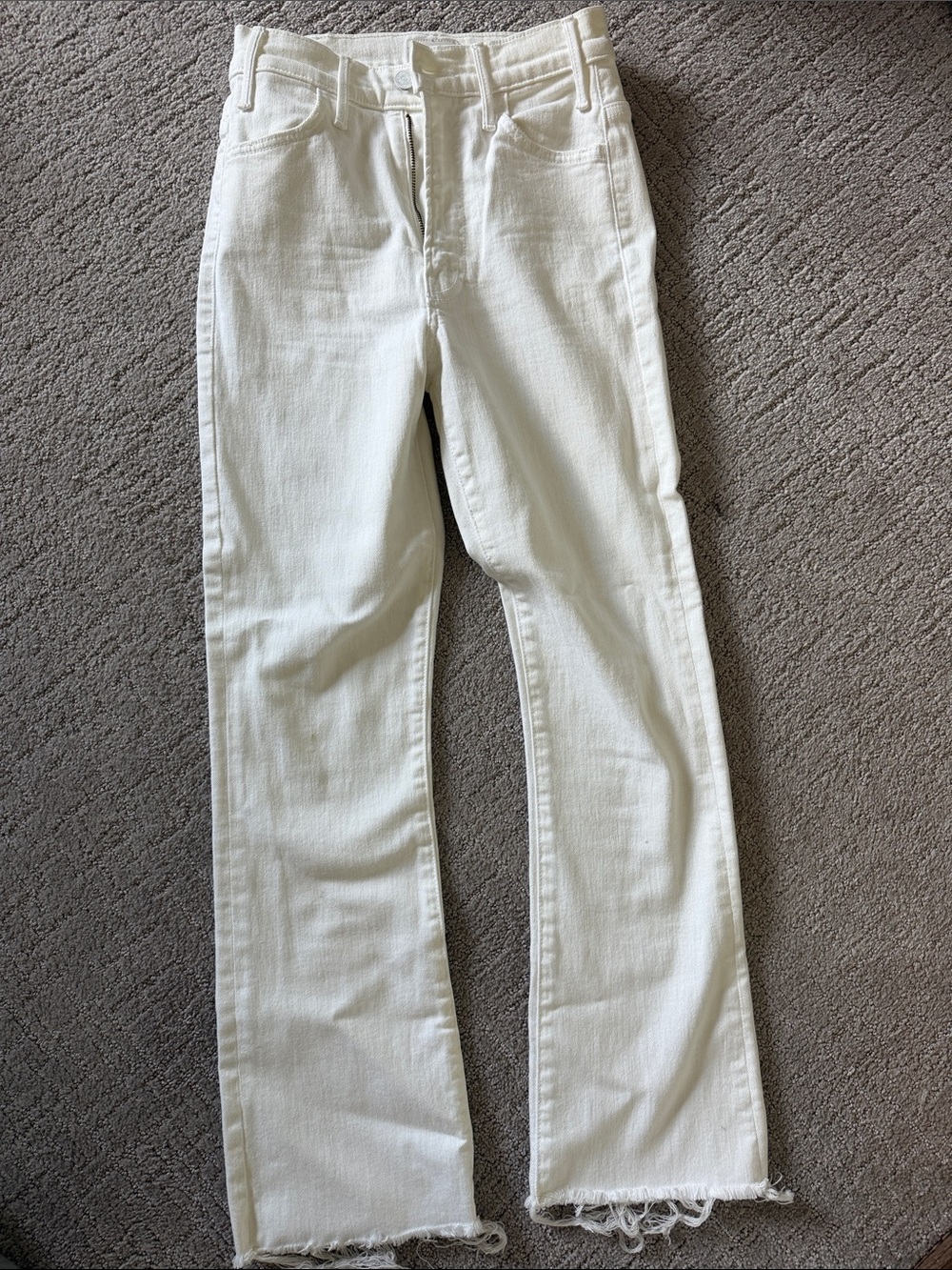 MOTHER Straight-Leg White Jeans